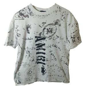 Amiri Nevada Sketch Graffiti Print T-Shirt White Black Logo Short Sleeve